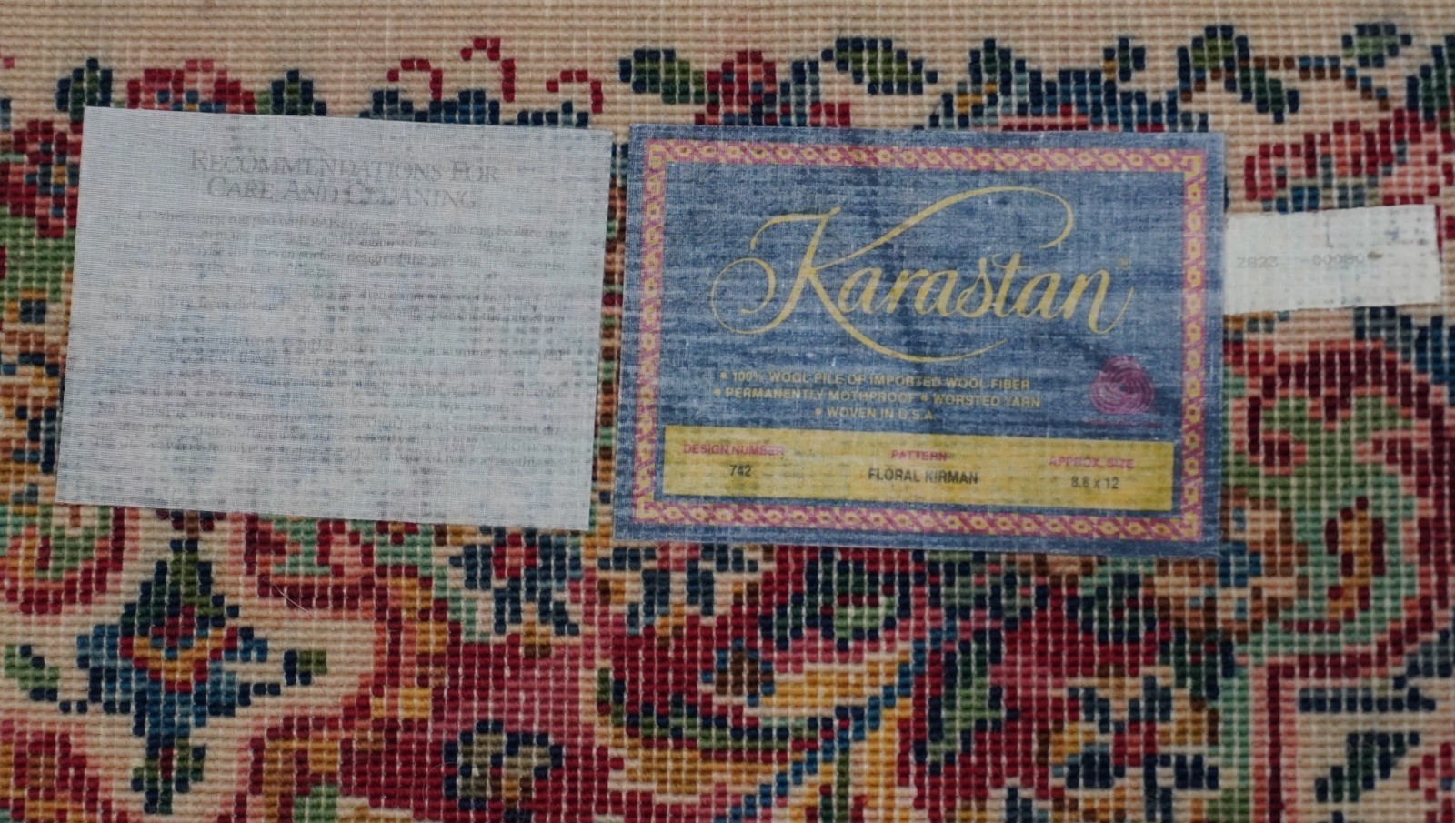 Authentic Karastan 8'8" x 12' Floral Kirman700-742 Wool Pile Large Rug Excellent