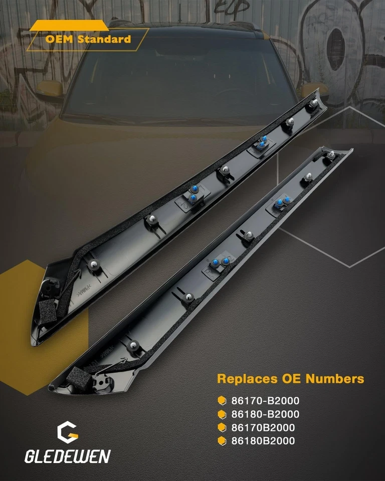 Juego de molduras para molduras de pilar A parabrisas, Compatible con Kia Soul 2014-2019, Delantero Foto 3 de 4