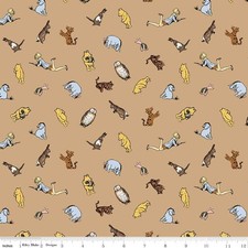 Winnie the Pooh Characters Brown Cotton Fabric