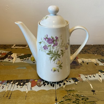 Kahla DDR Porzellan Kaffeekanne mit Deckel - Blumendekor Vintage China