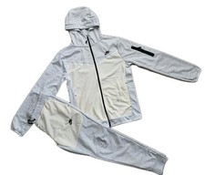 New Nike Tech Cotton Sweat Suit Slim Fit Hoodie  Joggers Men's Gray/Off 3XL.