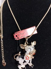 Betsey Johnson Black & White Cow Rhinestone Necklace New With Tags 