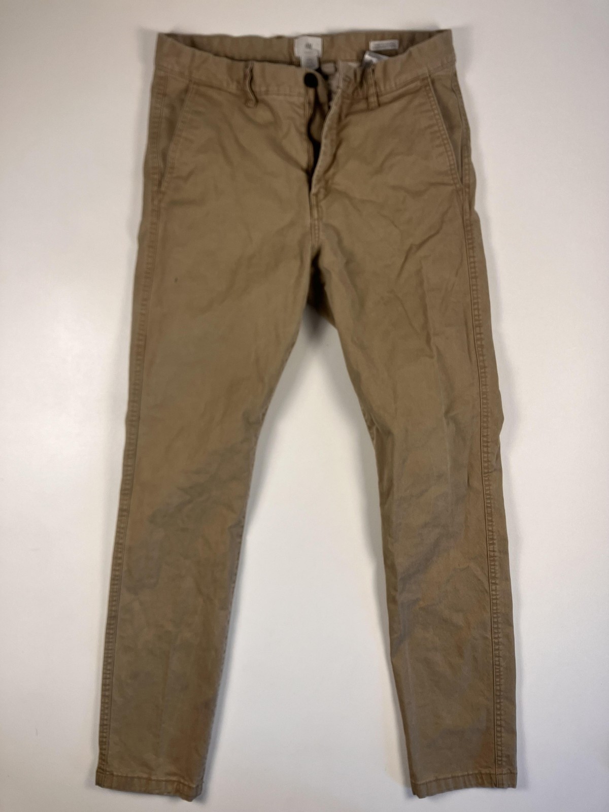 H&M Pants Mens 30 Khaki Skinny Fit Stretch Chino Twill Trousers Casual Cotton