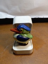 Early Egg Shell Porcelain Duck Salt Shaker 2.4" Tall  Orange Beek Purple...