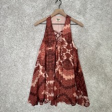 SHOW ME YOUR MUMU  S Trapeze Mini Dress Happy Henna Red Rust Sleeveless Festival