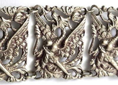 Vintage Art Nouveau Dragon Bracelet, 1960's Vintage Jewelry
