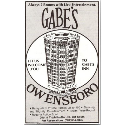 Gabe's Owensboro Banquets Private Parties US 231 South 1977 KY Ad SAK1-M40