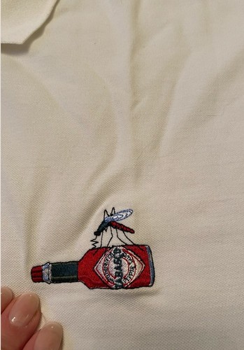 Tabasco Hemd Herren XL weiß Kragen Golf Polo Bite Me Hot Sauce bestickt NEU - Bild 8 von 13