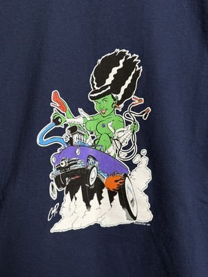 Vintage 90's 1997 Coop Shirt Navy Pin Up Poster Pop Cartoon Devil