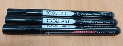 3 x TOOLI-ART Black Acrylic Paint Pen 0.7mm extra fine tip