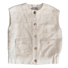 Marella Ivory Tweed With Gold Buttons Vest Sleeveless Blazer Size 4