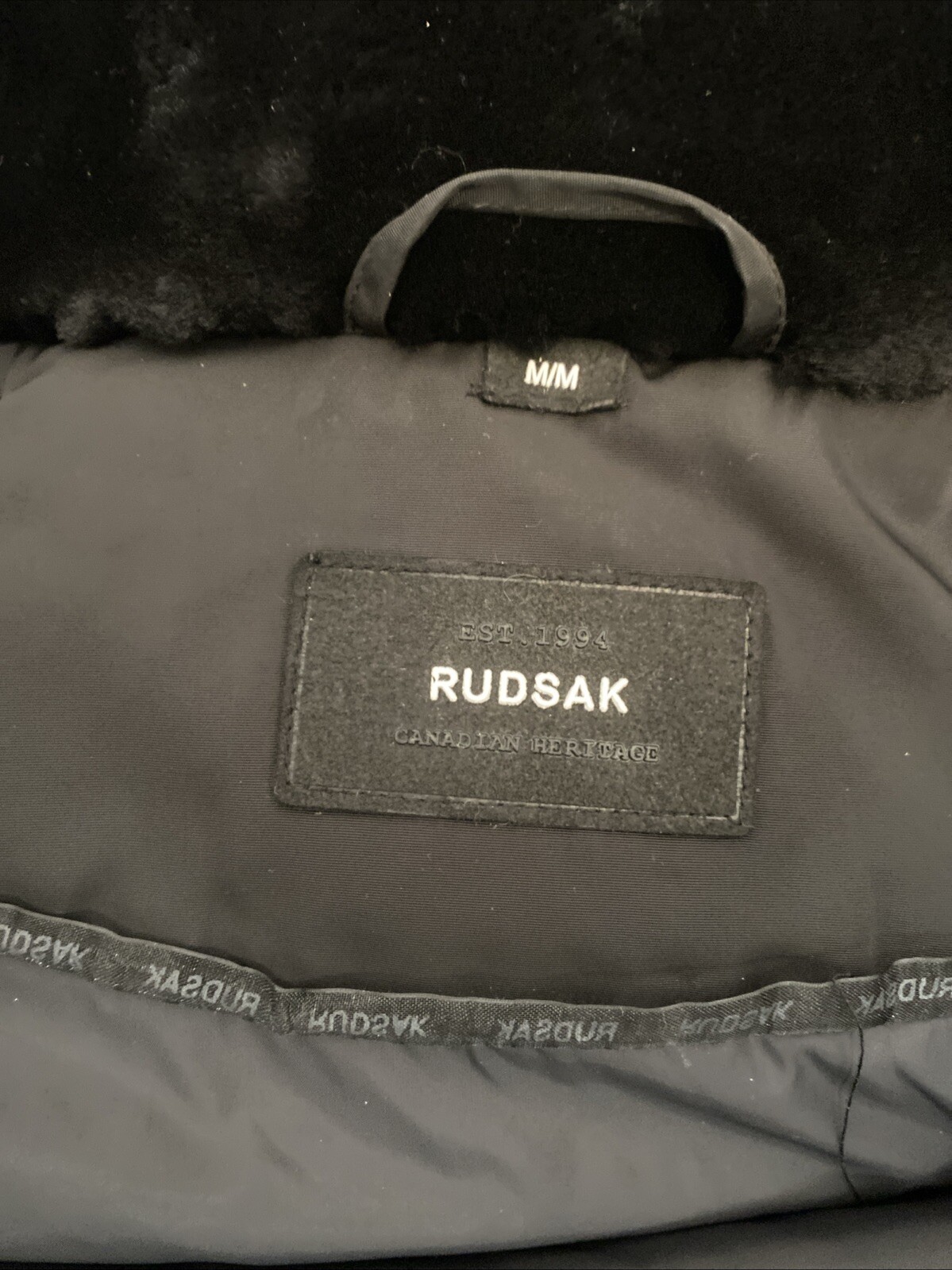 MEN'S RUDSAK CALCOT BLACK DOWN FILLED WINTER LEATHER SLEEVES JACKET - M image 8