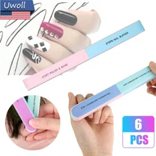 1-6Pcs Manicure Nail File 7 Sided Emery Boards Sanding Buffer Shiner File Beauty