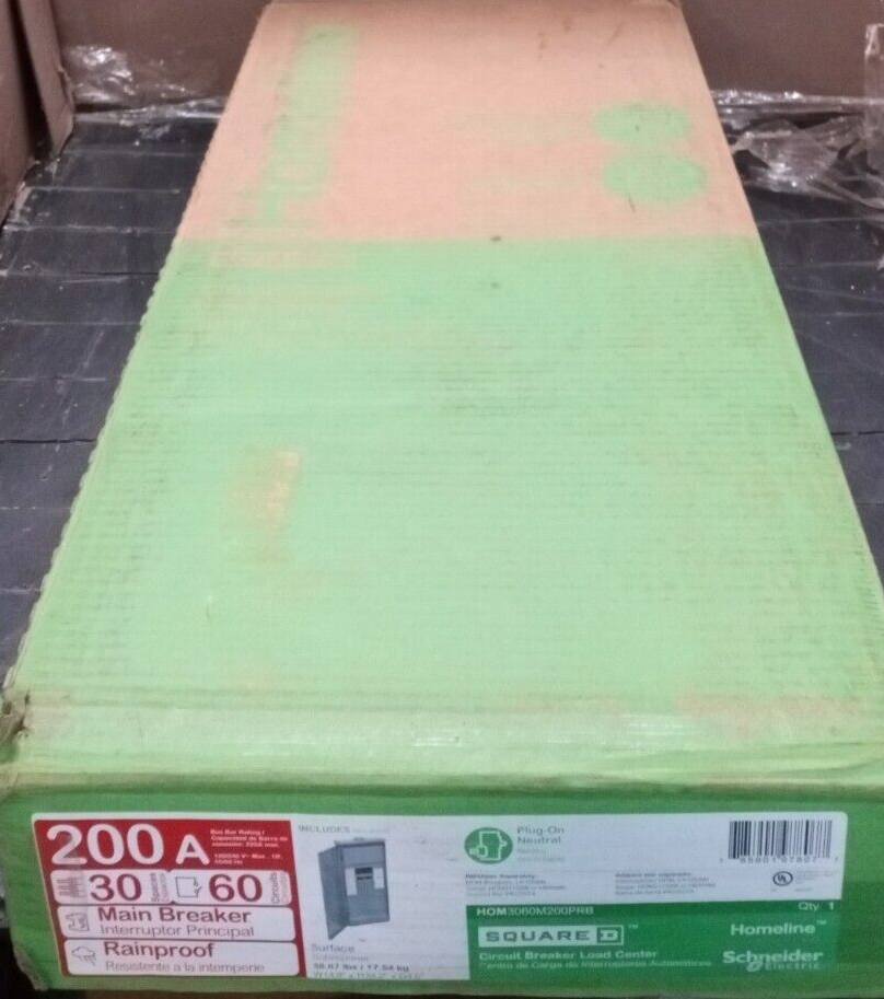 Square D 200A 30Space 60Circuit Raintight Main Breaker Plugon Neutra