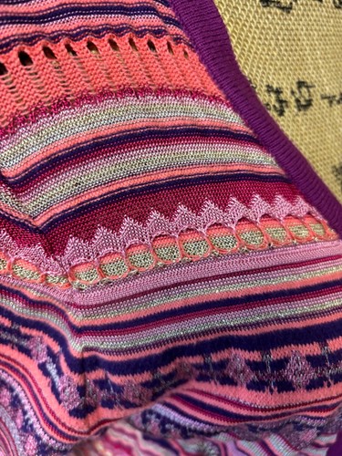 Chico's 1 Women's Sz M Zig Zag Carly Duster Open Cardigan Pink Eclectic Casual - Picture 6 of 12