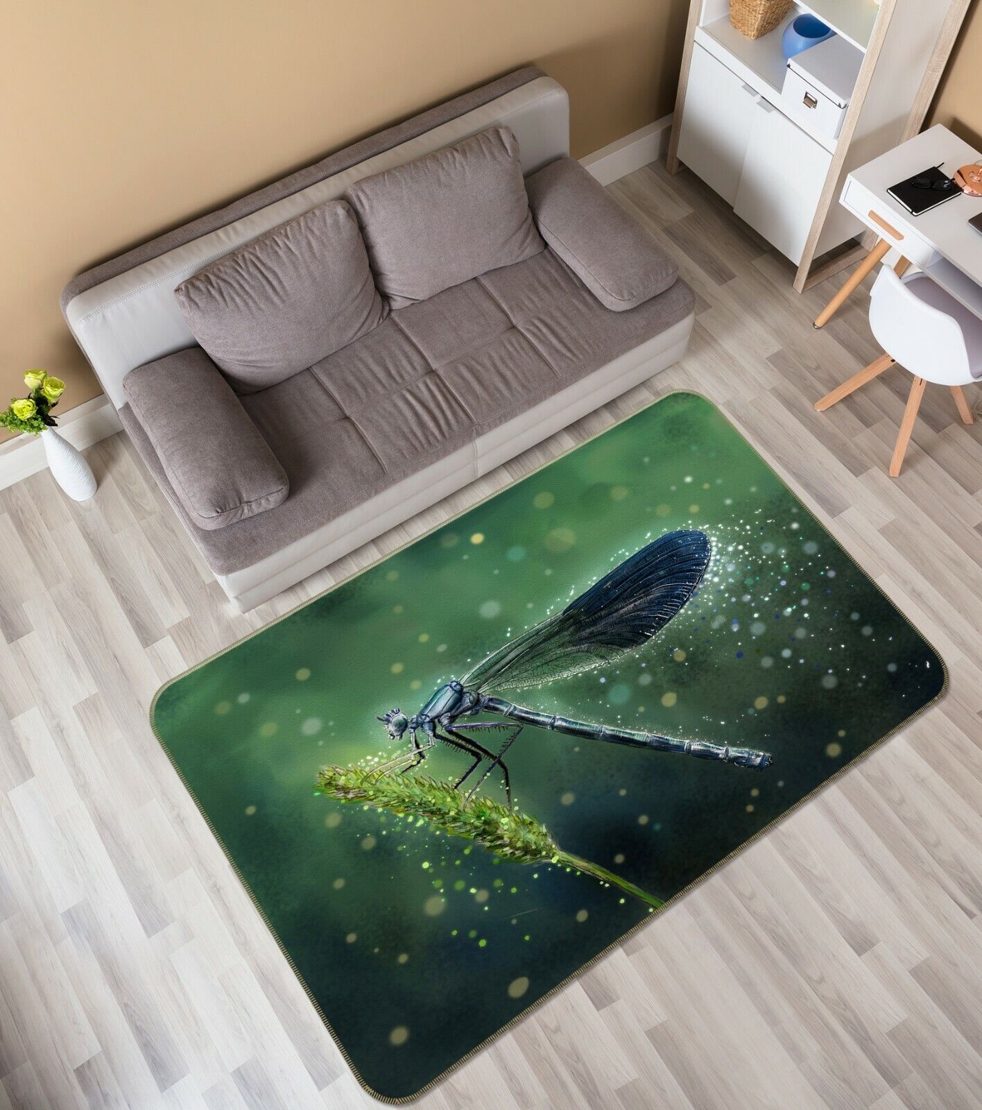 3D Fantasy Dragonfly N625 Animal Non Slip Rug Mat Round Elegant Carpet Fay Oryginalne, nowe wydanie