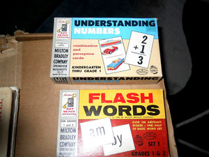 2 boxes of Milton Bradley Vintage flash cards, education, math & vocabulary