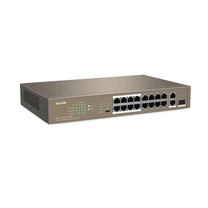 6932849431315 Tenda TEF1118P-16-150W network switch Unmanaged L2 Fast Ethernet ( - Image 3 of 4