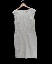 NWT Michael Kors $165 White Embroidered Sleeveless Pockets Pencil Sheath Dress 4