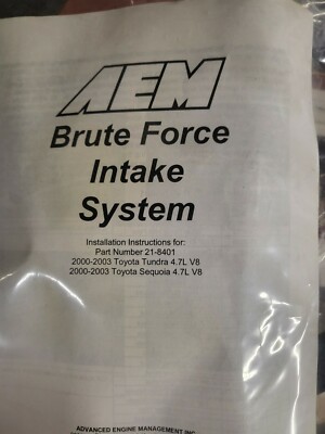 AEM BRUTE FORCE INTAKE SYSTEM 21-8401DC FITS 00-03 TUNDRA/Sequoia