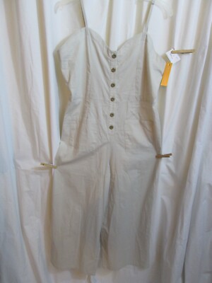 NWT Riley & James Womens Jumper Beige Crop Cotton Button Adjust Strap JR Large