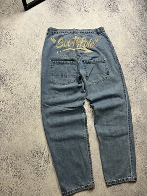 Southpole Y2K Big Script Logo Rap Baggy Jeans Jnco Style Sk8 Men's