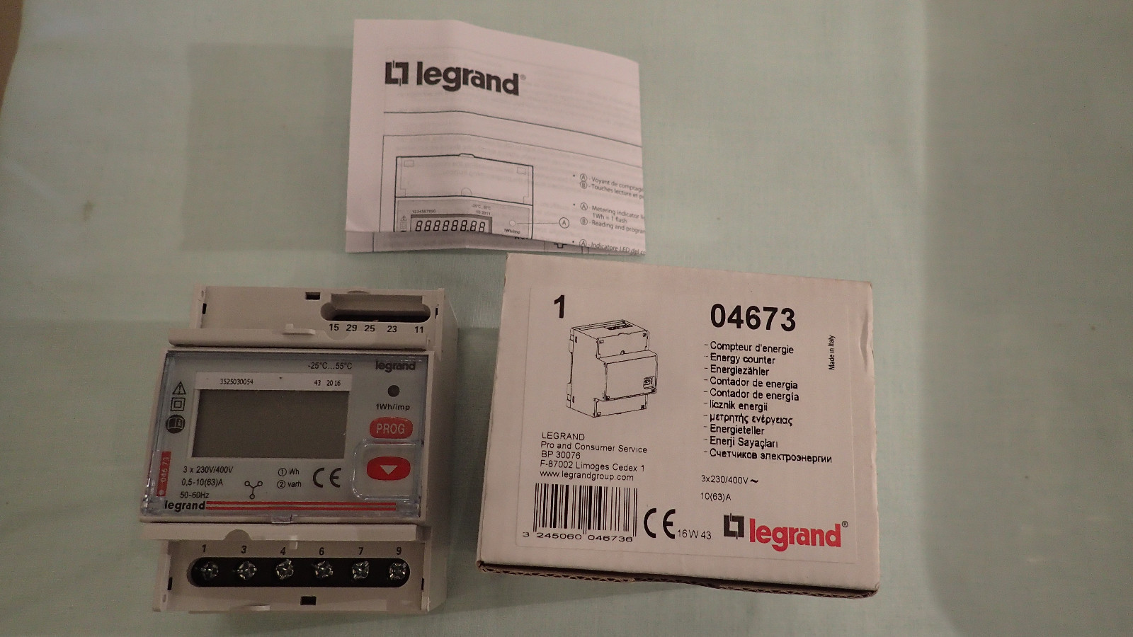 Compteur d'énergie Legrand 04673 triphasé 63A sous-compteur électrique modulaire
