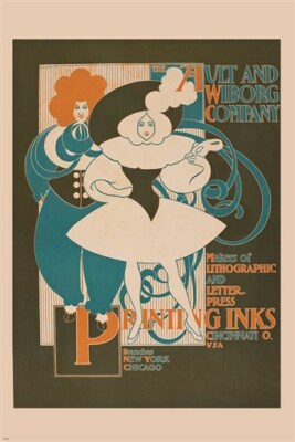 THE AULT AND WIBORG COMPANY william henry bradley VINTAGE AD POSTER 20x30