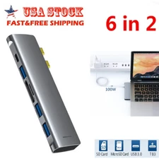 USB C to USB Adapter with 100W 3 Type C Charging Port 6 in 2 For MacBook Pro