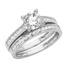 2Ct White Round Stone Engagement Wedding Ring Set In Solid 925 Sterling Silver
