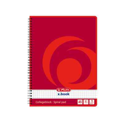 Herlitz Collegeblock A5 Spirablock Block x.book 80 Bl. kariert klein gelocht