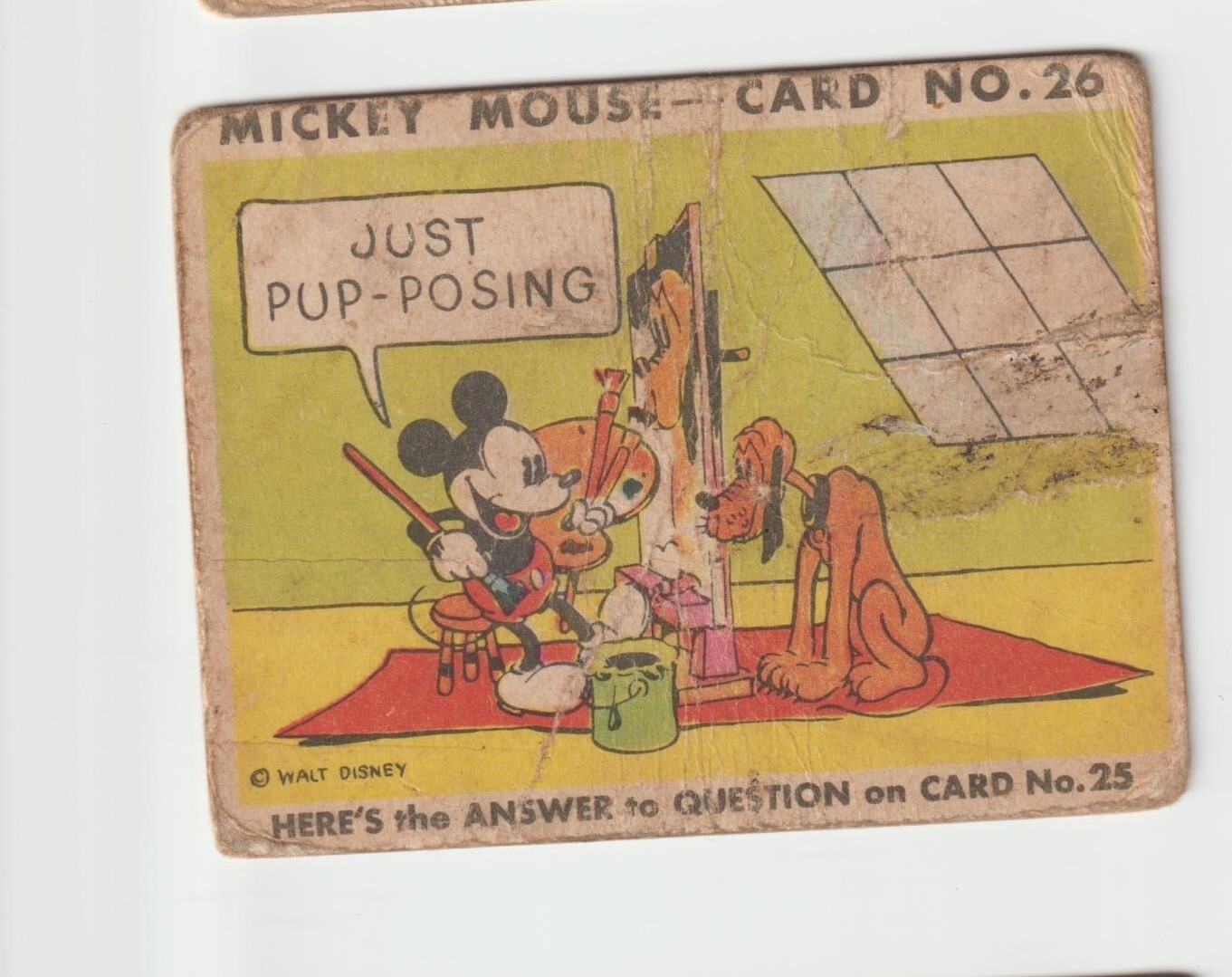 Mickey Mouse Gum #26 1935 R89  GUM INC Walt Disney CARD W PLUTO - PUP-POSING