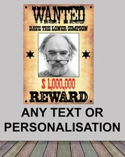 WANTED SHERIFF REWARD MONEY WESTERN EVENT POSTER BANNER PERSONALISED TEXT PHOTO 