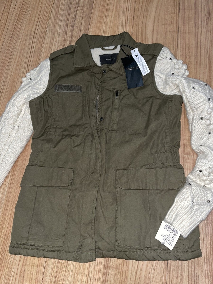 Maison Scotch Soda Women's Green Wool Knit Cargo Utility Jacket