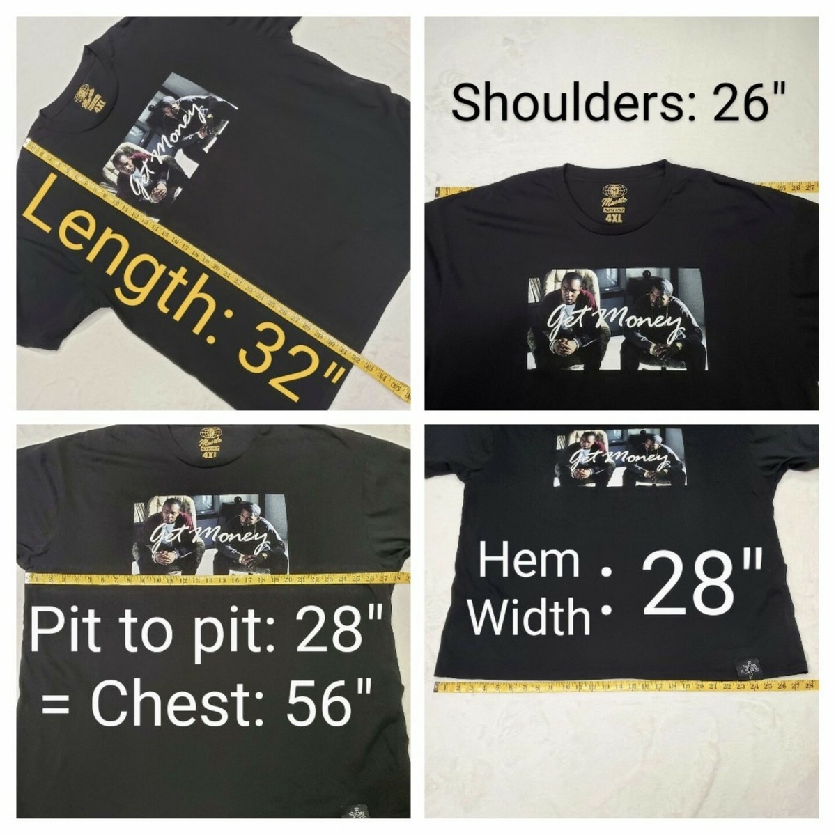 HastaMuerte Get Money Paid In Full Black T-Shirt 4Xl NWOT Rico