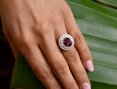 Fine 14kt White Gold Natural Rubellite (2.55ct) & Diamond (1.90cttw) Ring Size 7