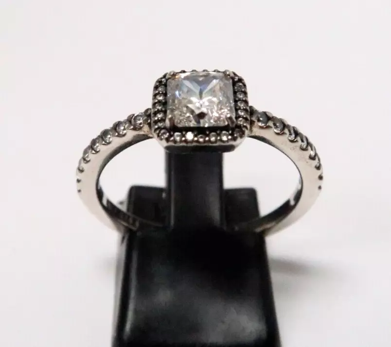 Square Sparkle Halo Ring