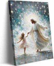 Jesus And Little Girl Dancing Canvas Wall Art Christian Wall Decor Jesus And ...
