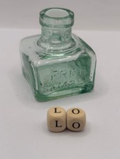 Old aqua glass inkwell, Free Sample ink (LO)