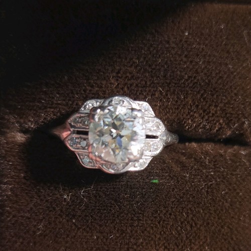 Platinum Round Diamond Prong Setting Women’s Engagement Ring Size 6.5 2mm