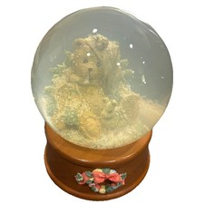 Cherished Teddies Bear In Stocking Cap Holiday Musical Waterball RARE -Snowglobe