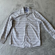 Tommy Hilfiger Dress Shirt Men 16.5 34-35 Gray Plaid Slim Fit Non Iron Button Up