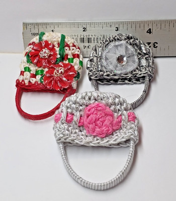 3 pc Lot Crochet Purses for Barbie and 11'' to 18'' Tall Fashion Dolls. New-OOK