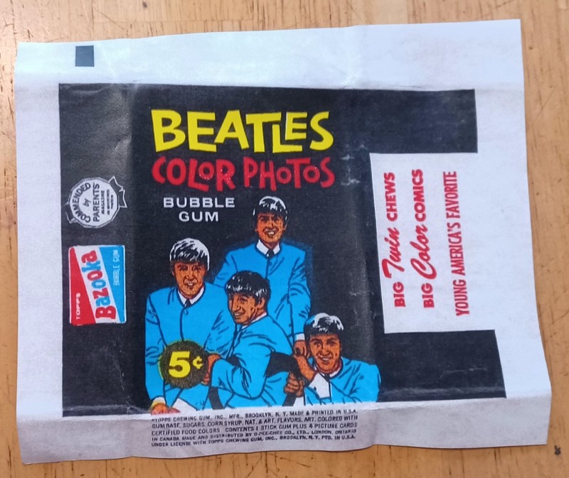 1964 BEATLES COLOR photos 5c  Bubble Gum Wrapper- REPRINT 