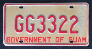 GUAM POLICE FIRE license plate 1976 GG 3322