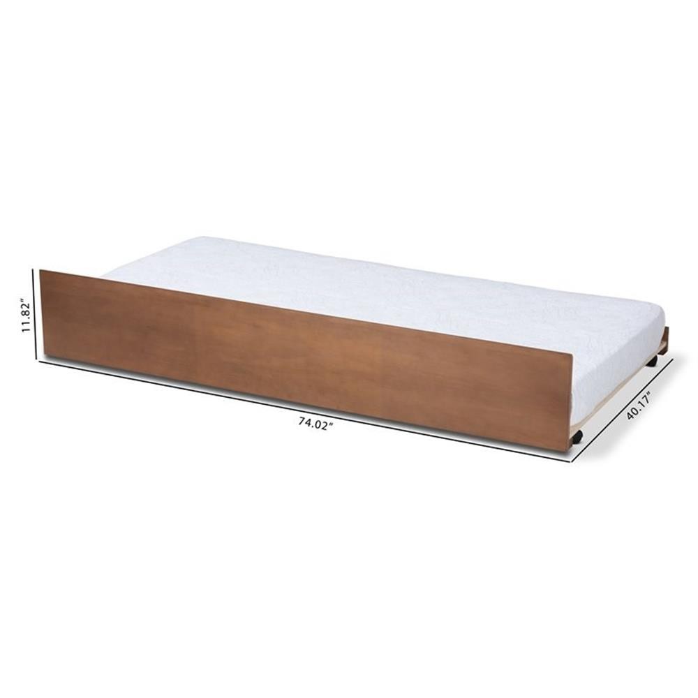 Bowery Hill Modern Solid Wood Twin Size Trundle Bed in Ash Brown