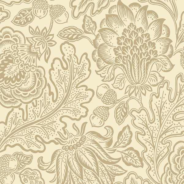 Belgravia Fernhurst Floral Trail Tapete Metallic Leaves Eicheln Beige 1111-image