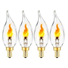 4 PCS Flickering Flame Light Bulbs E12 Candelabra Base LED Fire Effect 2 Modes