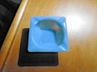 Vtg FIRE KING Anchor Hocking Delphite Blue Turquoise Glass Square Ash tray A-15