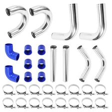 18'' 64mm Aluminum Universal Turbo Intercooler Piping Tube Kit + Elbow Hose